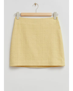 High Waist Tweed Mini Skirt Light Yellow