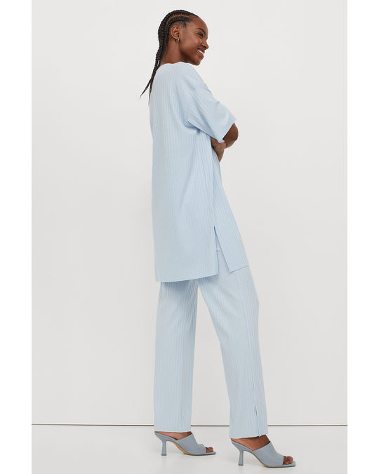 H&M Ribbed Jersey Trousers Light Blue