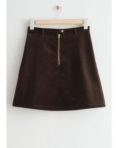 Corduroy Mini Skirt Dark Brown