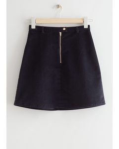 Corduroy Mini Skirt Dark Blue