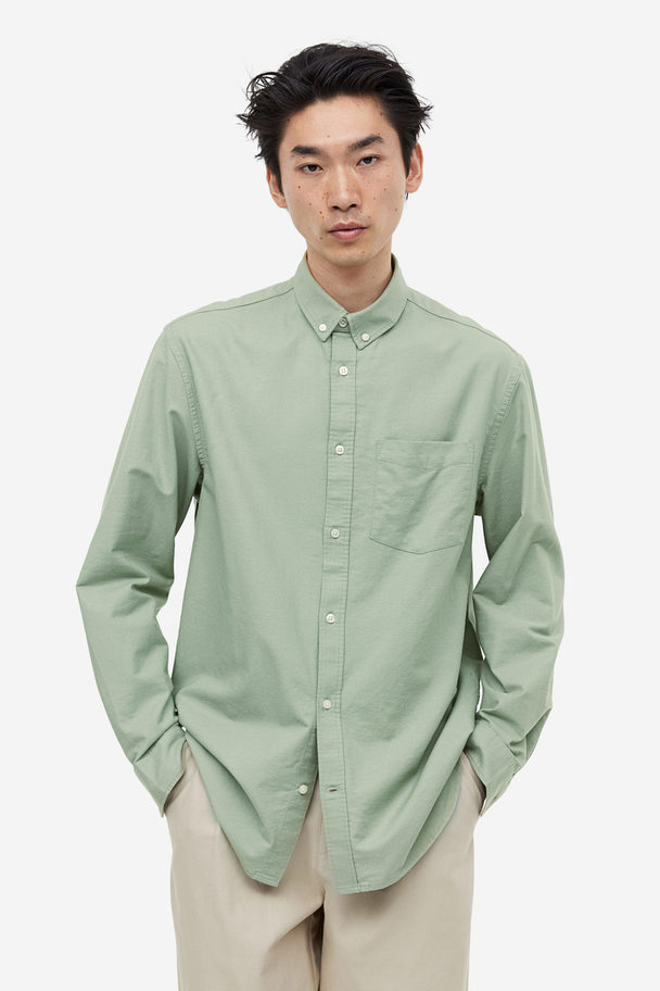 H&M Regular Fit Oxfordskjorte Salviegrønn