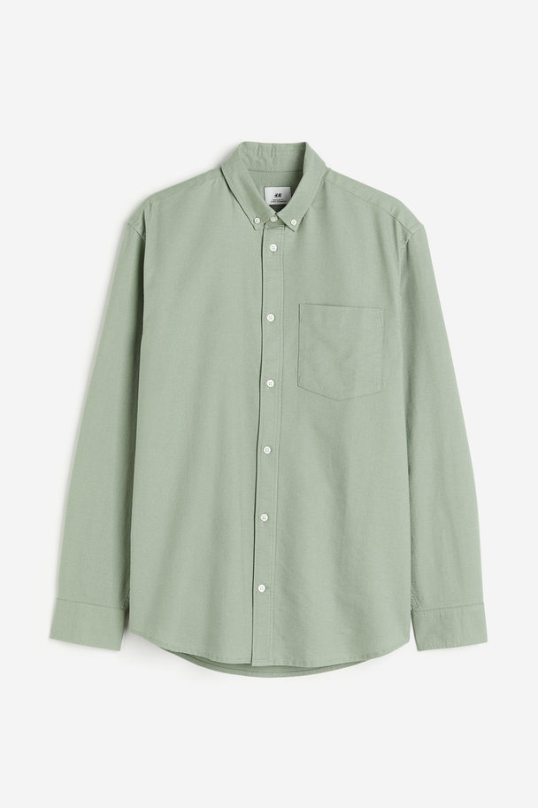 H&M Oxfordskjorte Regular Fit Salviegrøn