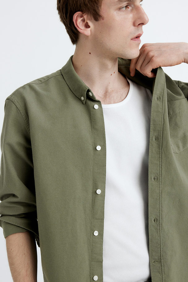 H&M Oxfordskjorte Regular Fit Kakigrøn