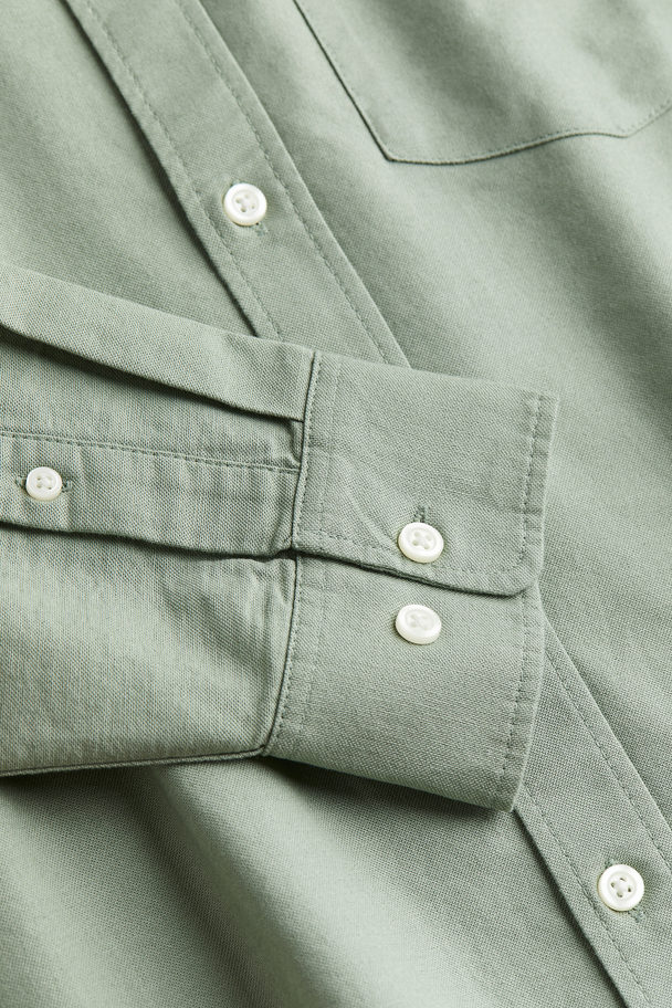 H&M Regular Fit Oxford Shirt Sage Green