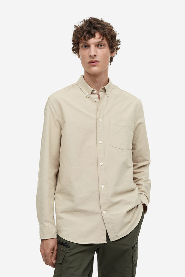 H&M Oxfordhemd Regular Fit Beige