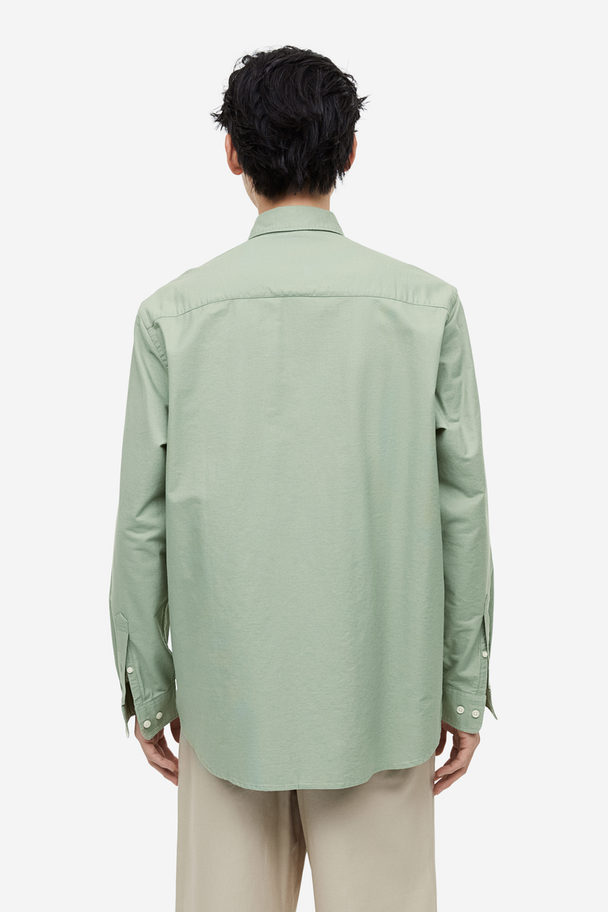 H&M Regular Fit Oxford Shirt Sage Green