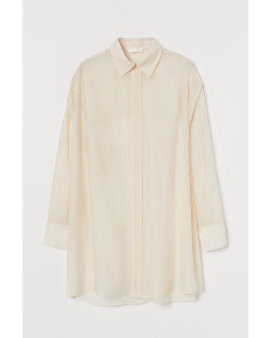 H&M Airy Lyocell-blend Shirt Light Beige