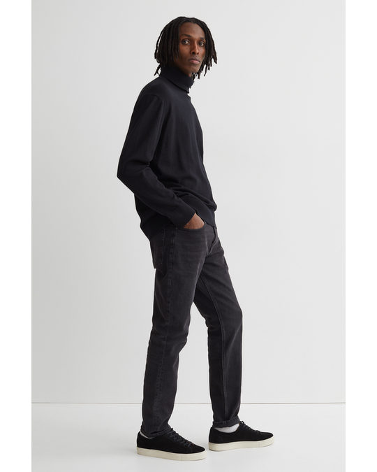 H&M Regular Fit Cashmere-blend Polo-neck Jumper Black