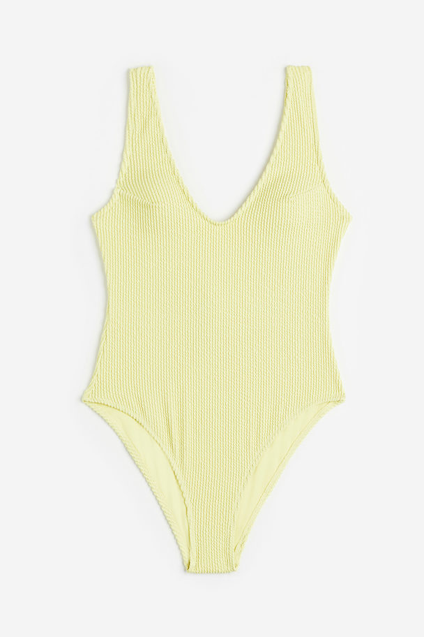 H&M High-leg Swimsuit Light Yellow