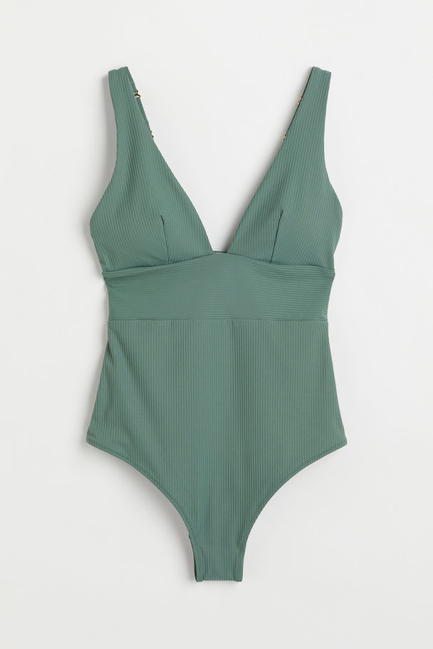 H&M Shaping Swimsuit Dark Sage Green