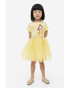 Printed Tulle Dress Light Yellow/disney Princesses