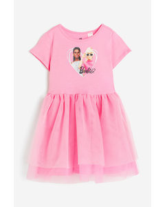 Printed Tulle Dress Pink/barbie