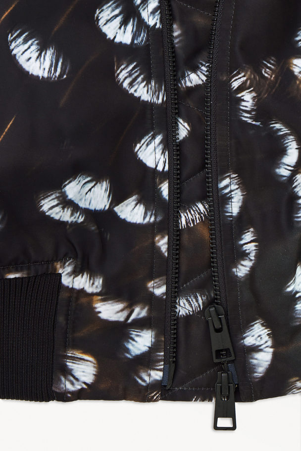 COS The Feather-print Bomber Jacket Black / Feather Print