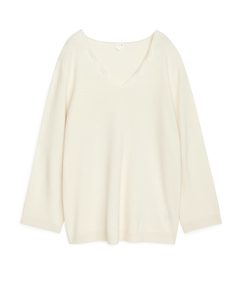 Scalloped Wool Jumper Off White