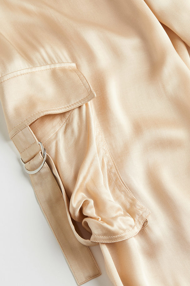 H&M Cargo Trousers With A Sheen Powder Pink