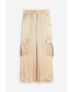Cargo Trousers With A Sheen Powder Pink