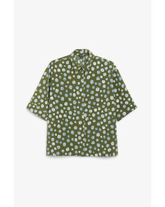 Oversized Button-up Blouse Olive Green