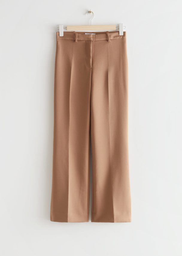 & Other Stories Flared Press Crease Trousers Beige