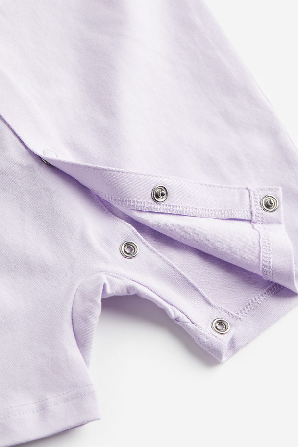 H&M 3-pack Cotton Sleepsuits Light Purple/cats
