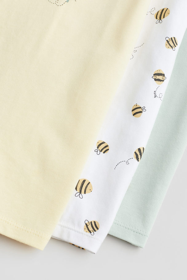 H&M 3er-Pack Schlafanzüge aus Baumwolle Gelb/Bee Happy