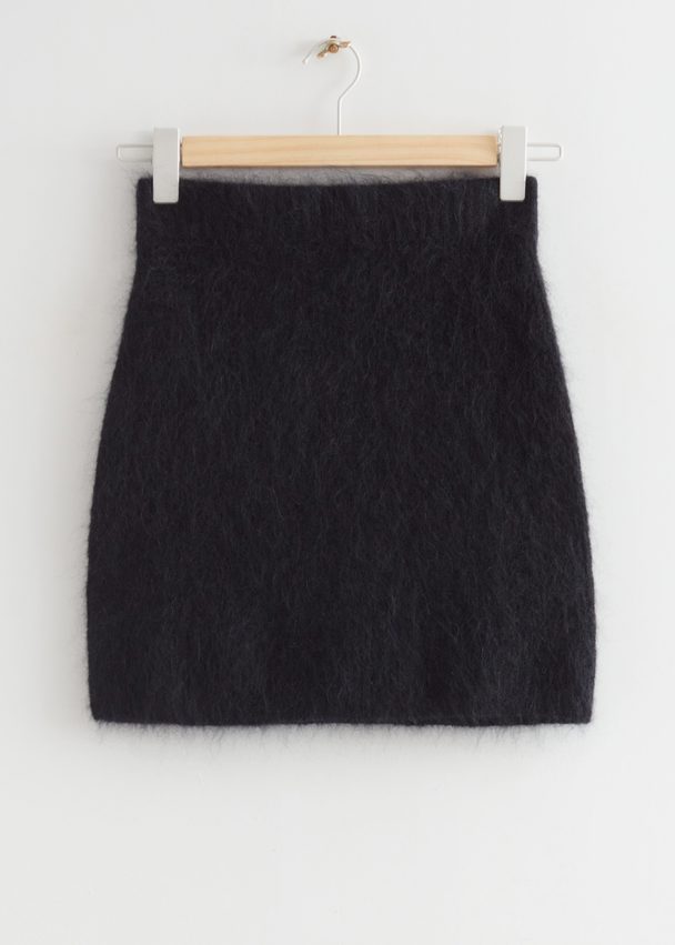 & Other Stories Mohair Knitted Mini Skirt Black