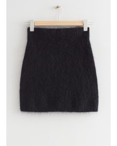 Mohair Knitted Mini Skirt Black