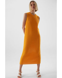 Open Knit Midi Dress Orange