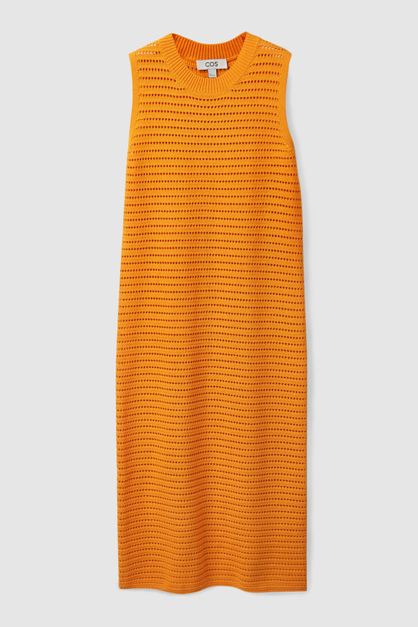 COS Open Knit Midi Dress Orange