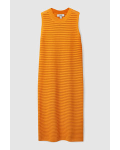 Open Knit Midi Dress Orange