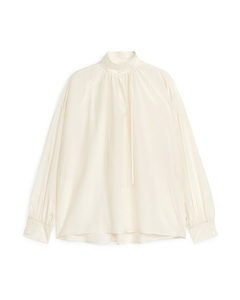 Lyocell Drawstring Blouse White