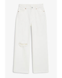 Weiße Thea Distressed-Jeans mit hohem Bund Weiß/Distressed