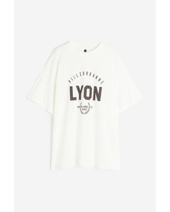 Oversized T-shirt Med Tryck Crèmevit/lyon