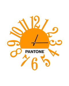 Homemania Pantone Link Clock - Väggdekoration, Rund - Vardagsrum, Kök, Kontor - Orange, Vit, Svart Metall, 40 X 0,15 X 40 Cm
