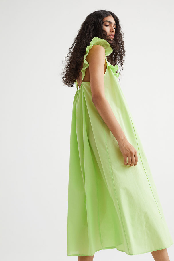 H&M Flounce-detail Dress Lime Green
