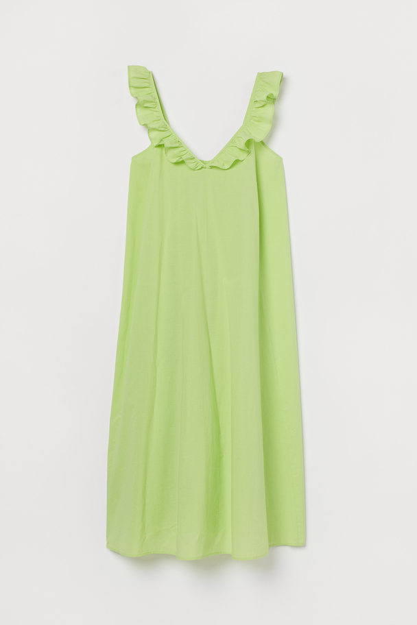 H&M Flounce-detail Dress Lime Green