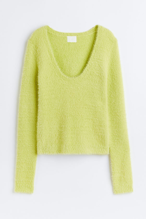 H&M Fluffy-knit Jumper Light Green