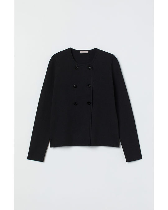 H&M Double-breasted Cardigan Black