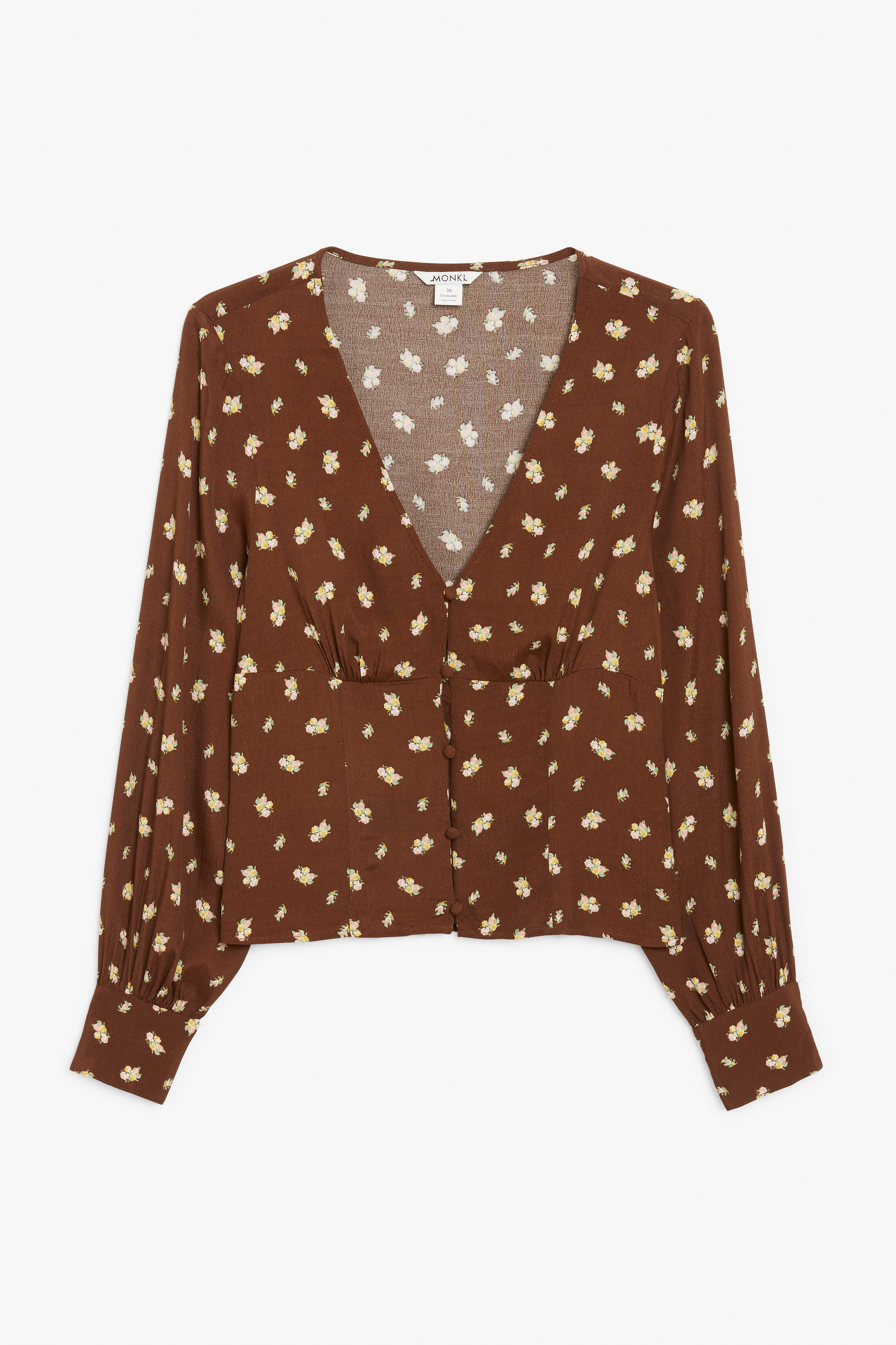 brown floral blouse