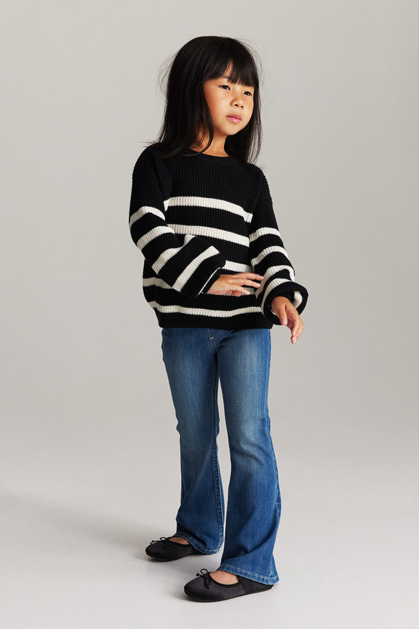 H&M Textured-knit Jumper Black/striped