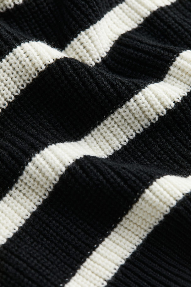 H&M Textured-knit Jumper Black/striped