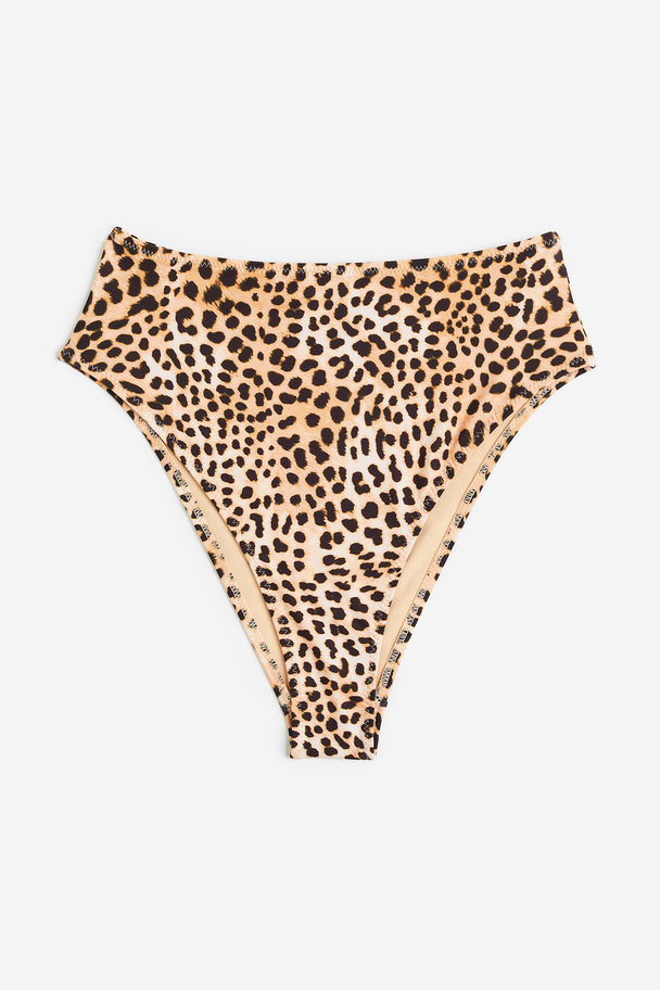 H&M Brazilian Bikini Bottoms Beige/leopard Print