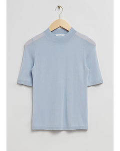 Delicate Knit T-shirt Light Dusty Blue