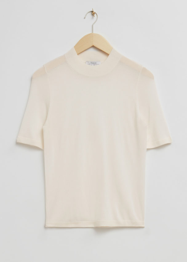 & Other Stories Delicate Knit T-shirt Light Beige