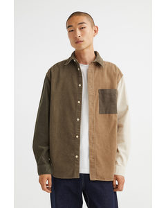 Relaxed Fit Corduroy Shirt Beige/block-coloured