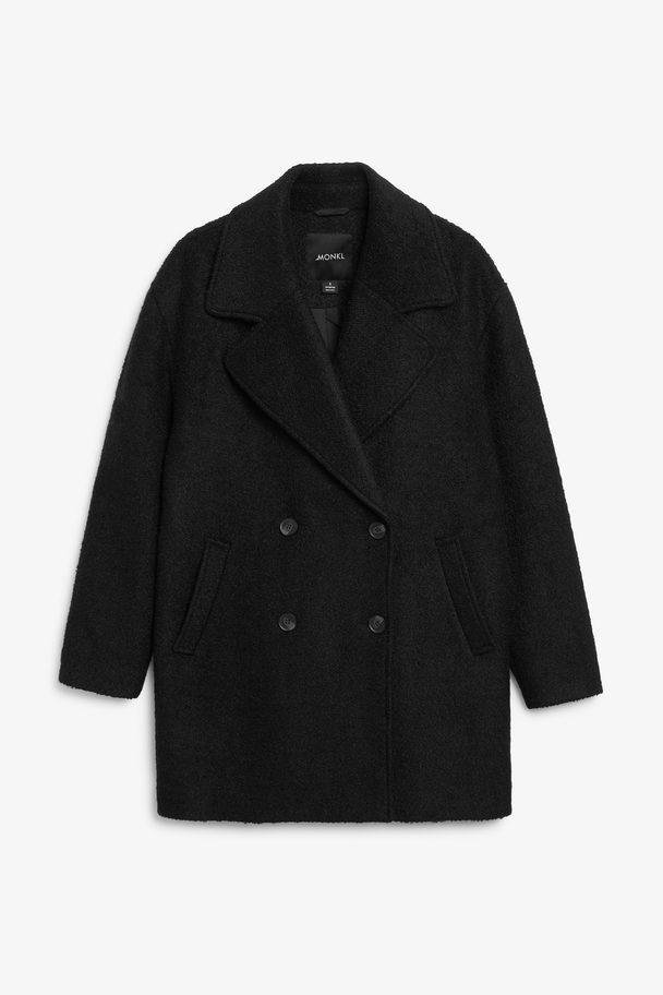 Monki Oversize-Mantel aus Wollmix, schwarz Schwarz
