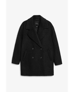 Black Oversized Wool Blend Coat Black