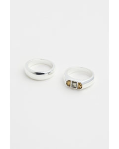 2-pack Rings Silver-coloured