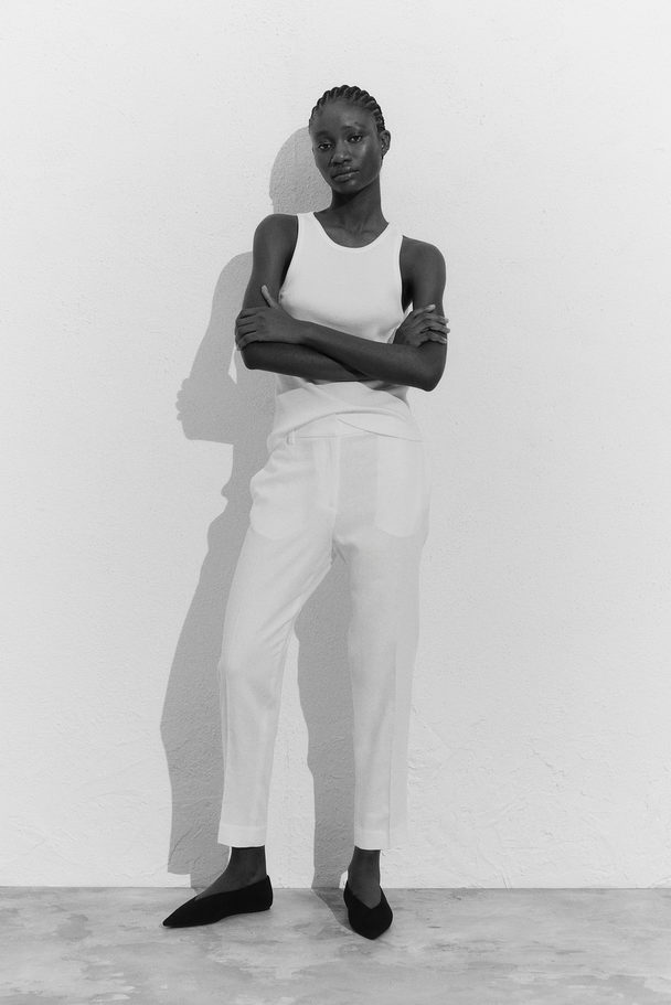 H&M Linen-blend Trousers White