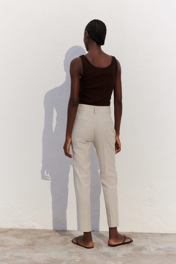 H&M Linen-blend Trousers Light Beige