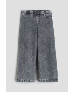 Wide Denim-look Trousers Washed Denim Grey